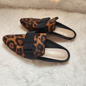 Lord & Taylor Brown Black Leopard Animal Print Cow Hair Flats Size 7.5 EUC